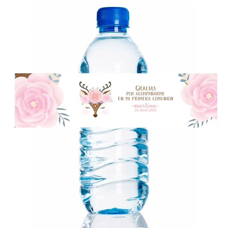 Etiqueta para personalizar botella de agua. Modelo Foxy