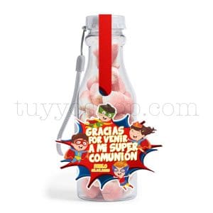 Botella reutilizable, llena de golosinas, personalizable, superhéroes botella golosinas comunion superheroes besitos