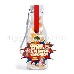 Botella reutilizable, llena de golosinas, personalizable, superhéroes botella golosinas comunion superheroes huevofrito