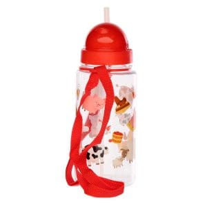 Botella de agua infantil, plástico, con pajita, animales de granja, 450ml botella infantil granja 450 4