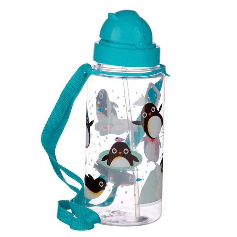 Botella de Agua de Plástico con Pajita para Niños, Recipiente de