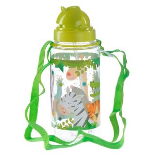 Botella de agua infantil, plástico, con pajita, selva, 450ml