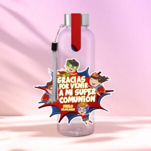 botella reutilizable, rellena de chuches a elegir, personalizable