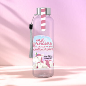 botella reutilizable, rellena de chuches a elegir, personalizable