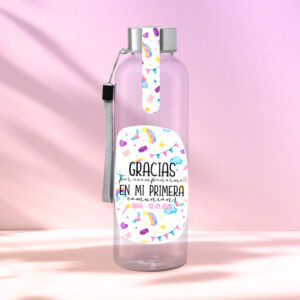 botella reutilizable, rellena de chuches a elegir, personalizable