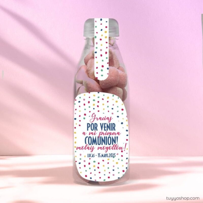 Botella reutilizable, llena de golosinas, personalizable, modelo Colors - Imagen 7
