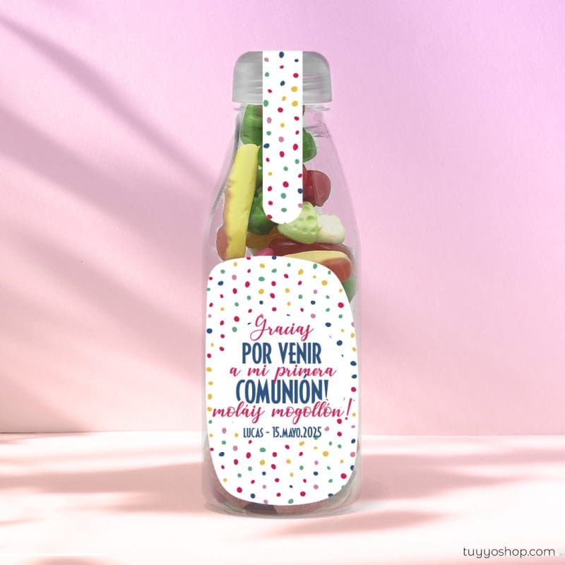 Botella reutilizable, llena de golosinas, personalizable, modelo Colors botella reutilizable rellena de chuches a elegir personalizable colors brillo scaled