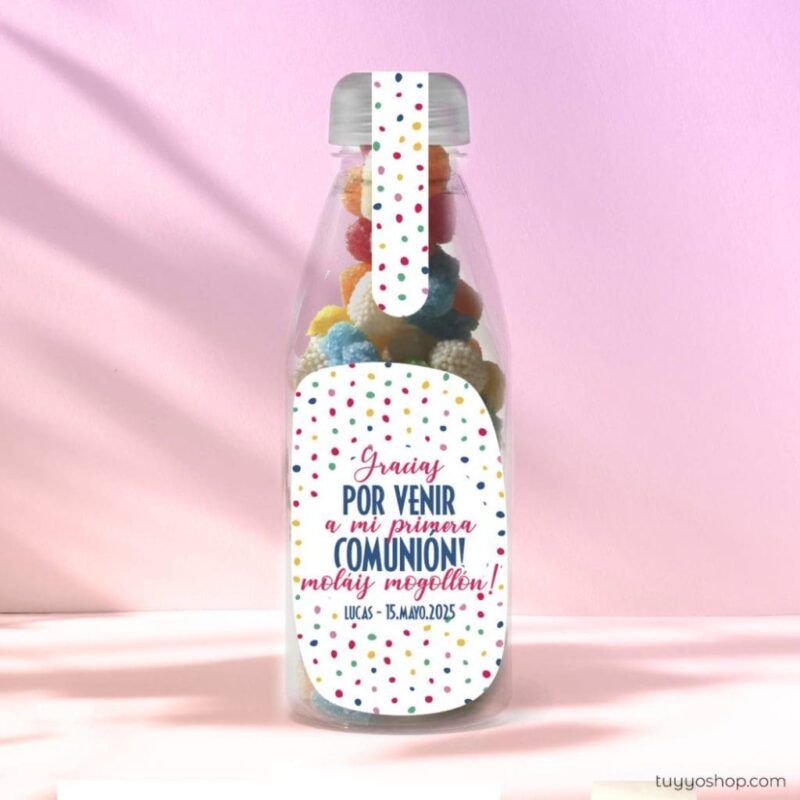 Botella reutilizable, llena de golosinas, personalizable, modelo Colors - Imagen 3