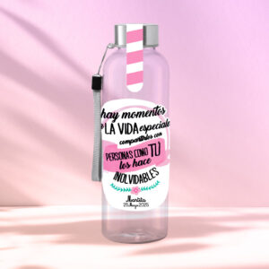 botella reutilizable, rellena de chuches a elegir, personalizable