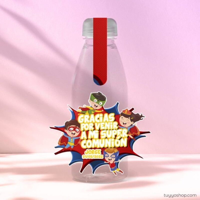 Botella reutilizable, llena de golosinas, personalizable, superhéroes - Imagen 2