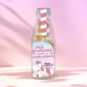 Botella reutilizable, llena de golosinas, personalizable, unicornio botella reutilizable rellena de chuches a elegir personalizable unicornio huevos