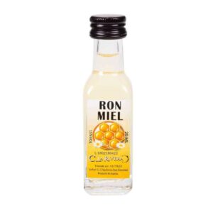 Licor en botellita de cristal. Sabor Ron y Miel. La Rivera. 20ml.