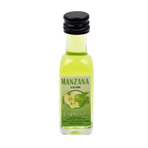 Licor en botellita de cristal. Sabor Manzana. La Rivera. 20ml.