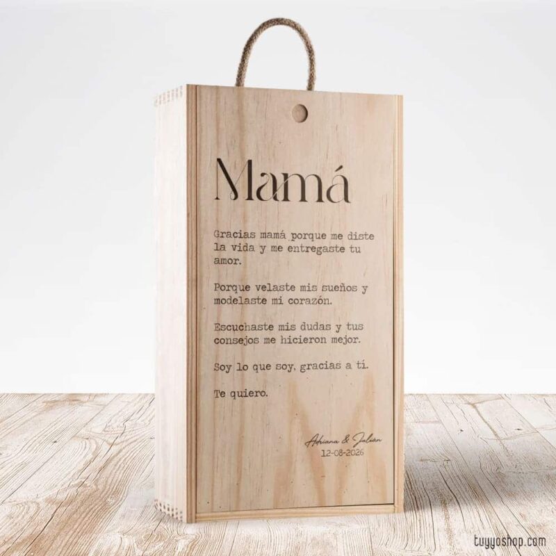 Caja de madera para vino. Especial frase madre caja de madera frase madres