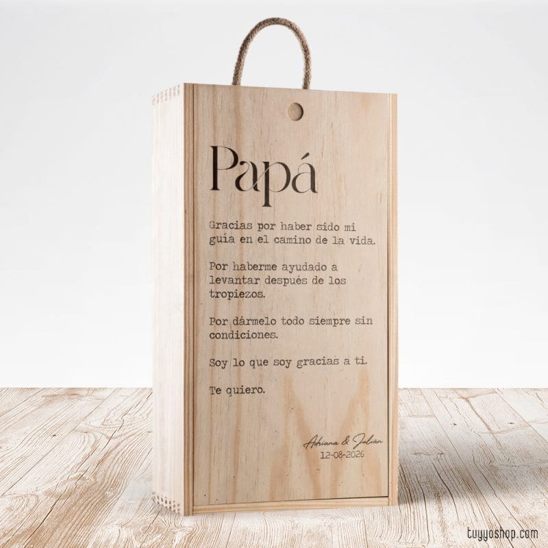Caja de madera para vino. Especial frase padre caja de madera frase padres