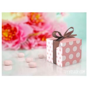 Cajita para regalo Rosa y Blanca con lazo