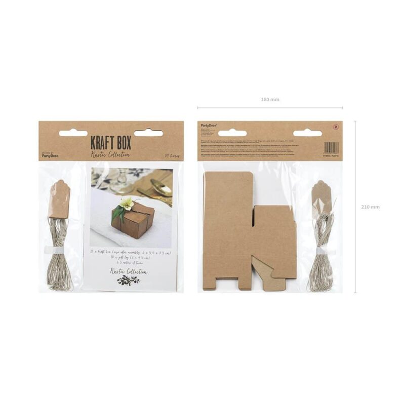 Cajita presentación cuadrada para regalo. Detalles de boda. Papel Kraft. 6x5.5x3.5cm