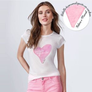 Camiseta para boda. Corazón. Personalizable. Blanca. Varias tallas.