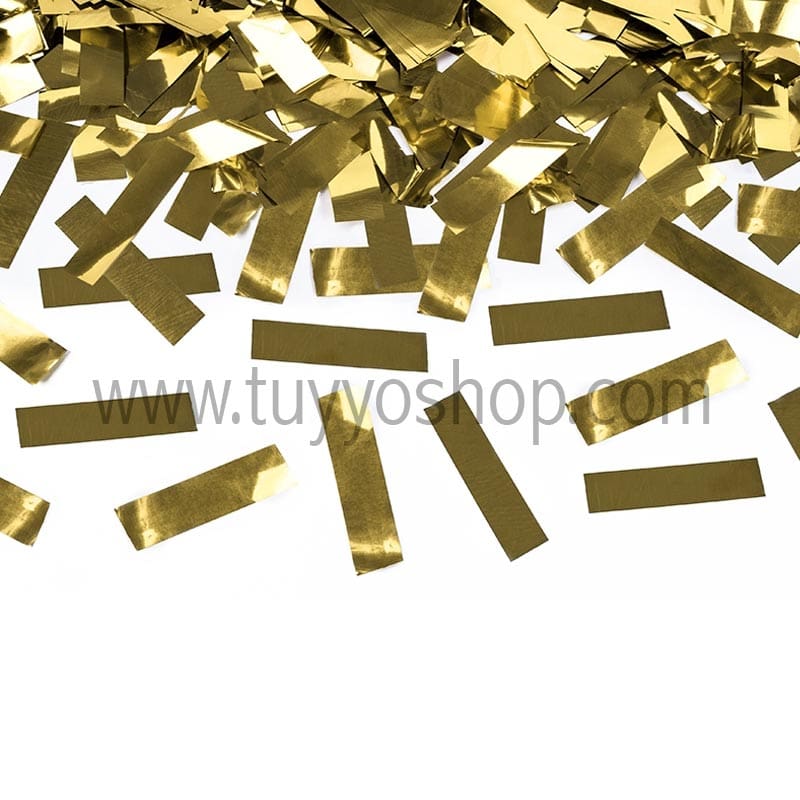 Cañón confeti metalizado dorado 60cm