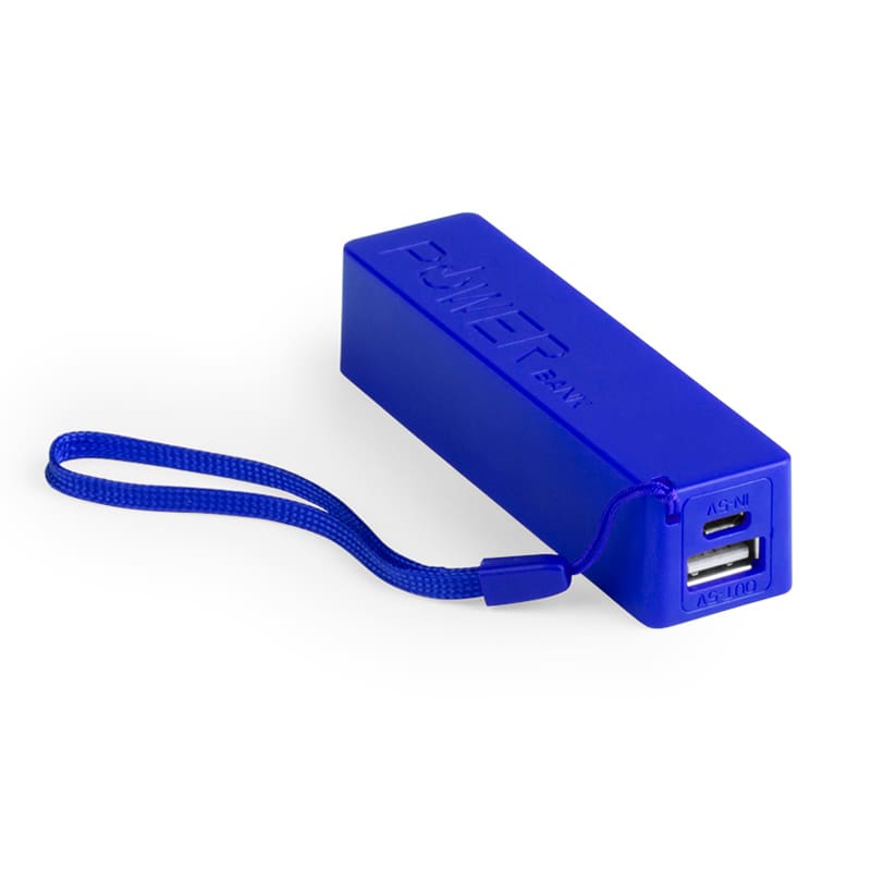 Cargador USB Power Bank clásico 2000mAh. Colores. Incluye cable.