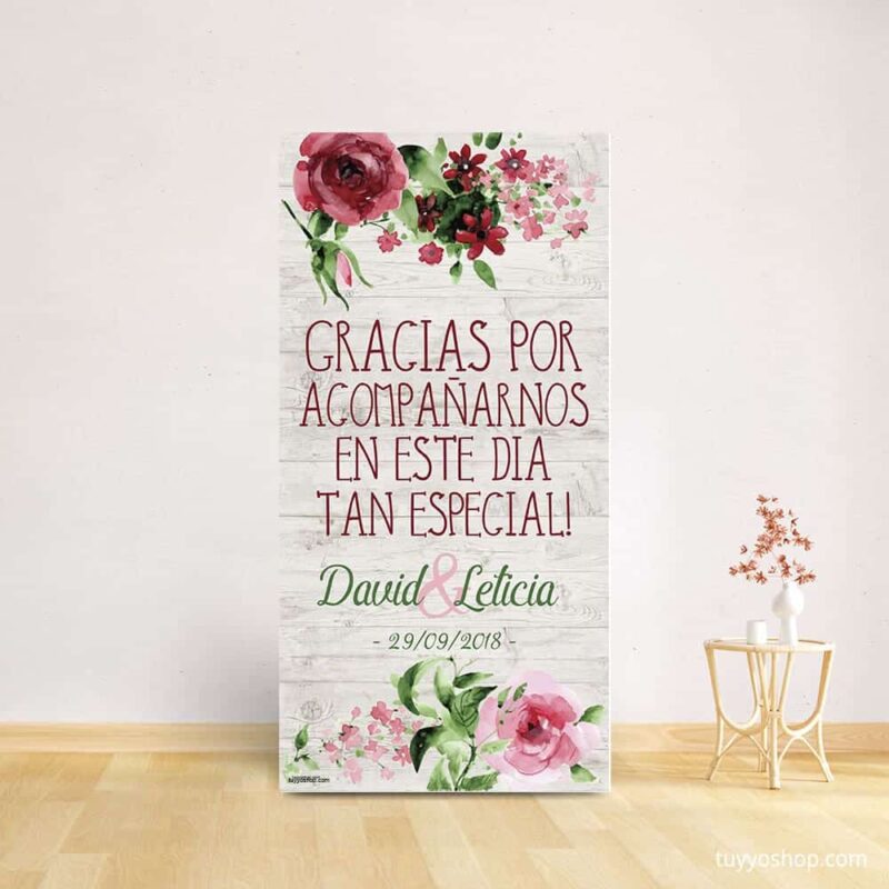 Cartel bienvenida boda. Modelo Málaga. 70x140cm. Personalizable. cartel bienvenida boda modelo malaga 1