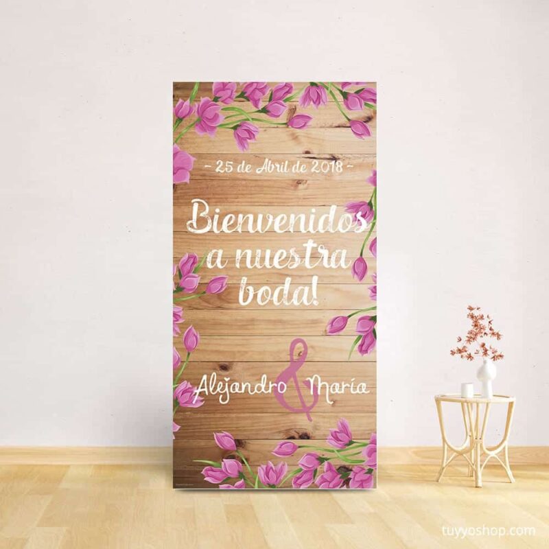 Cartel bienvenida boda. Modelo Sevilla. 70x140cm. Personalizable.