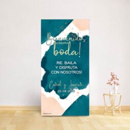 Cartel bienvenida boda. Modelo Turquesa. 70x140cm. Personalizable.