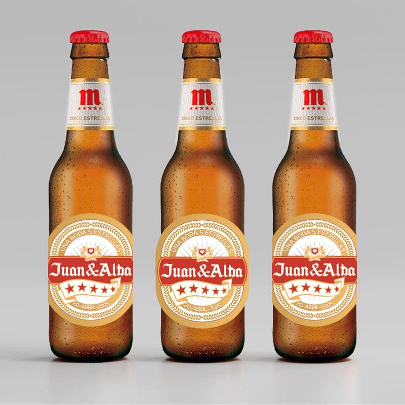 Etiqueta personalizada para cerveza. Modelo 5 estrellas cerveza personalizada mahou