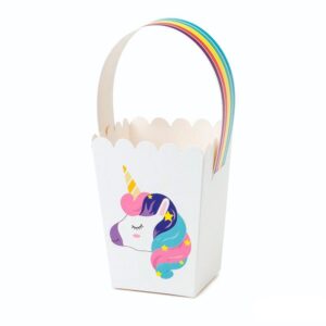 Cesta cartón unicornio para regalo. 17.5x8x8cm