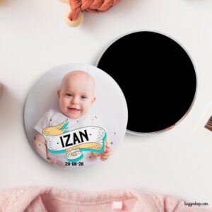 Chapa personalizada para bautizo con foto con cinta. Imperdible, abridor, espejo, imán chapa iman personalizada confoto cinta