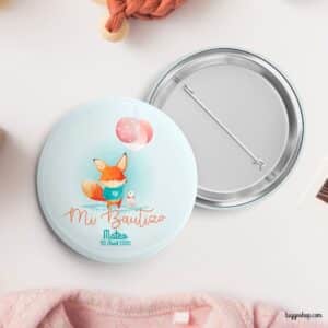 Chapa personalizada para bautizo. Modelo Little Fox.