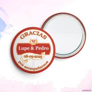 Chapa personalizada para boda, modelo Mahou. Abridor imán, espejo, imperdible o imán. chapa mahou espejo