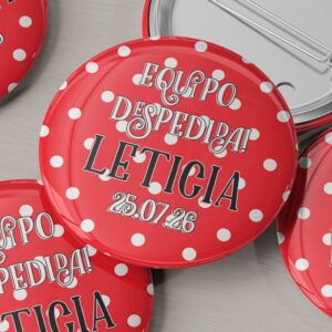 Chapa personalizada para despedida con lunares