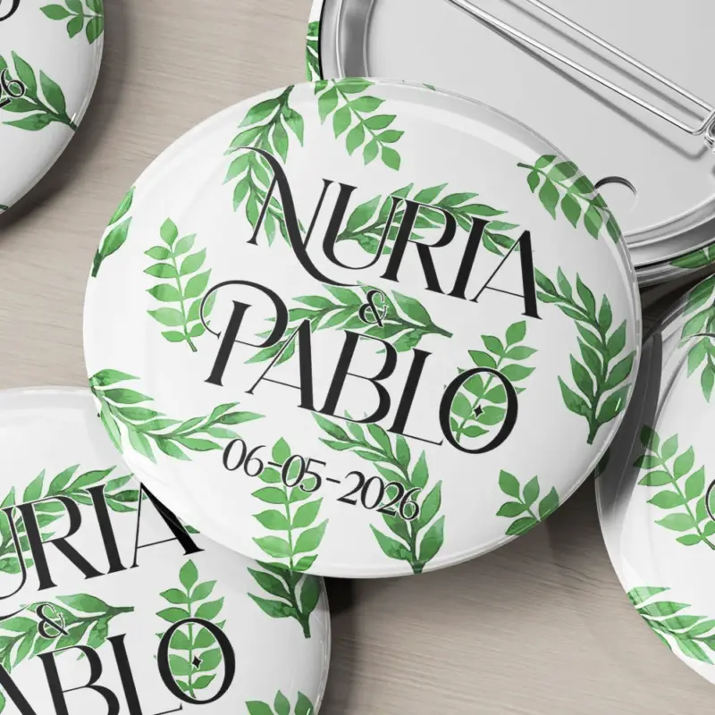 Chapa personalizada para boda con diseño green
