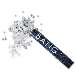 Lanzador de confeti iridiscente. 30cm confeti para boda iridiscente