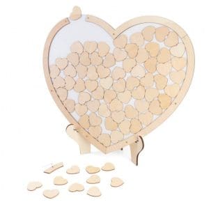 Corazón de los deseos en madera natural. 38x43cm. 70 corazones