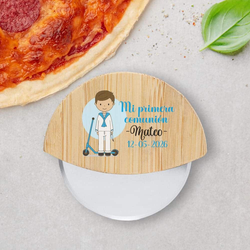 Cortapizzas para comunión, modelo chico en patinete