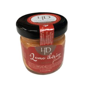 Tarro de crema de lomo con pimientos. 30gr. Bote de cristal.