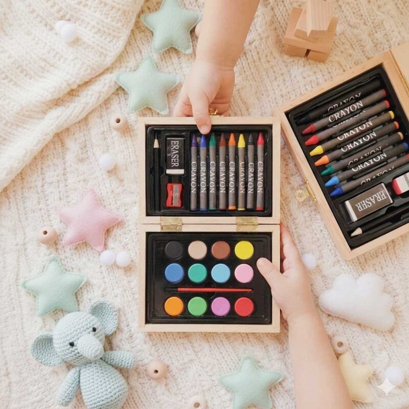 detalles de comunión de deportes: maletín de madera para colorear personalizado. varios modelos