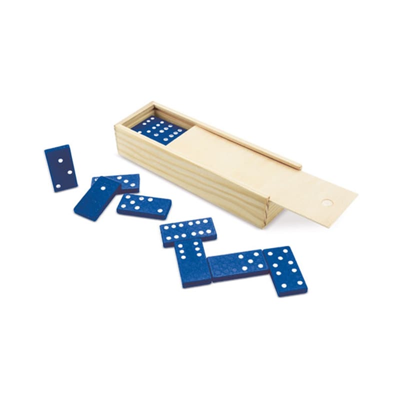 Juego dominó de madera personalizado para comunión, modelo Game domino azul