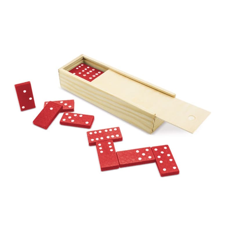 Juego dominó de madera personalizado para comunión, modelo Game domino rojo