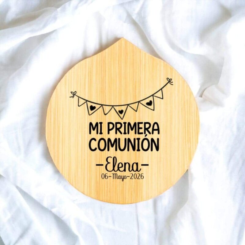 Espejo de bambú con tapa, diseño guirnalda - Imagen 3