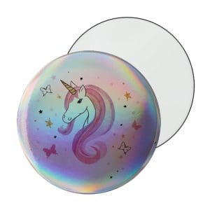 Espejo chapa modelo Rainbow Unicornio.