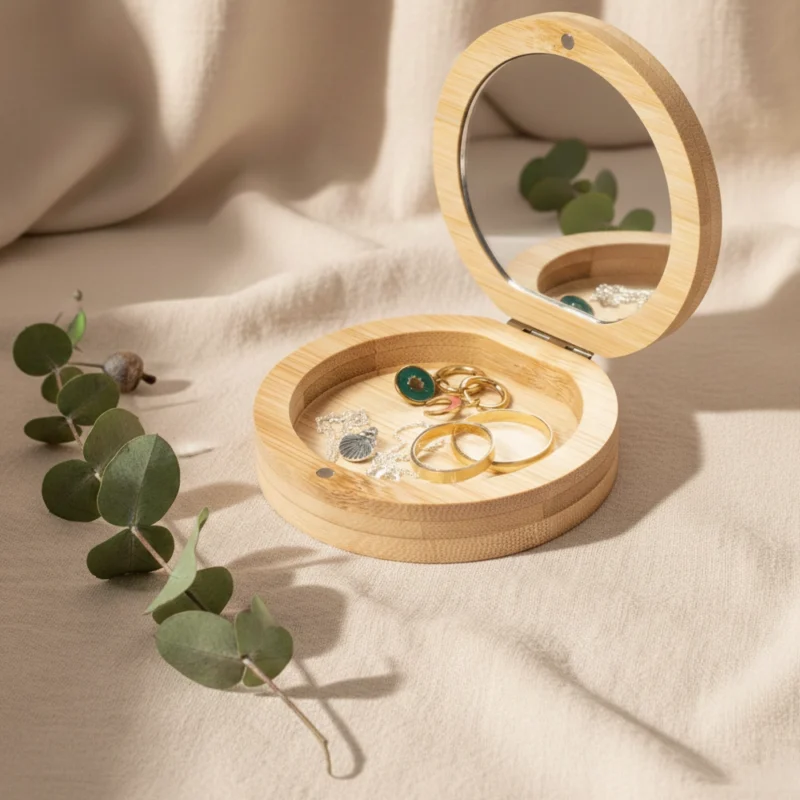 espejo joyero de bambú modelo gracias por venir tan guapa