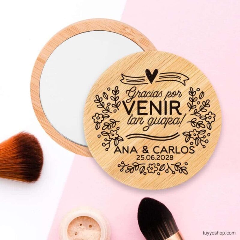 Espejo de boda personalizado, bambú. Gracias por venir tan guapa