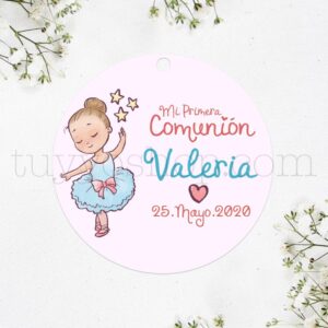 Etiquetas de comunión diseño bailarina y estrellas