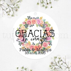 Etiqueta de boda diseño Córdoba. Personalizable.