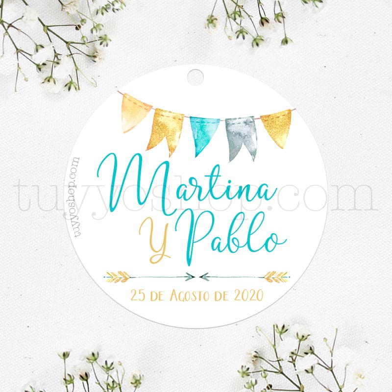 Etiqueta para Bodas de Oro. Detalles de boda Tu&YoShop!