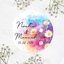 Etiqueta de boda modelo Margaritas