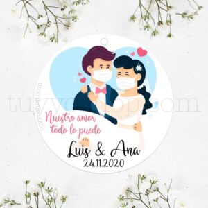 Etiqueta de boda Nuestro amor todo lo puede